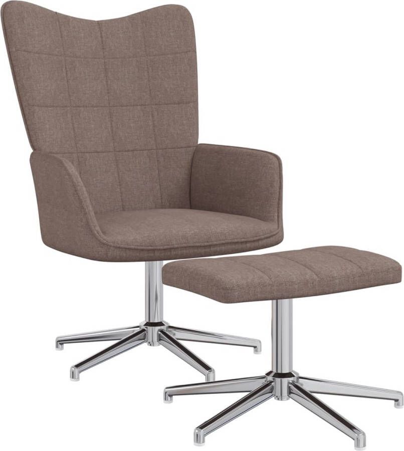 ForYou Prolenta Premium Relaxstoel met voetenbank stof taupe- Fauteuil Fauteuils met armleuning Hoes stretch Relax Design