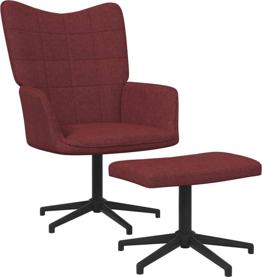 ForYou Prolenta Premium Relaxstoel met voetenbank stof wijnrood- Fauteuil Fauteuils met armleuning Hoes stretch Relax Design