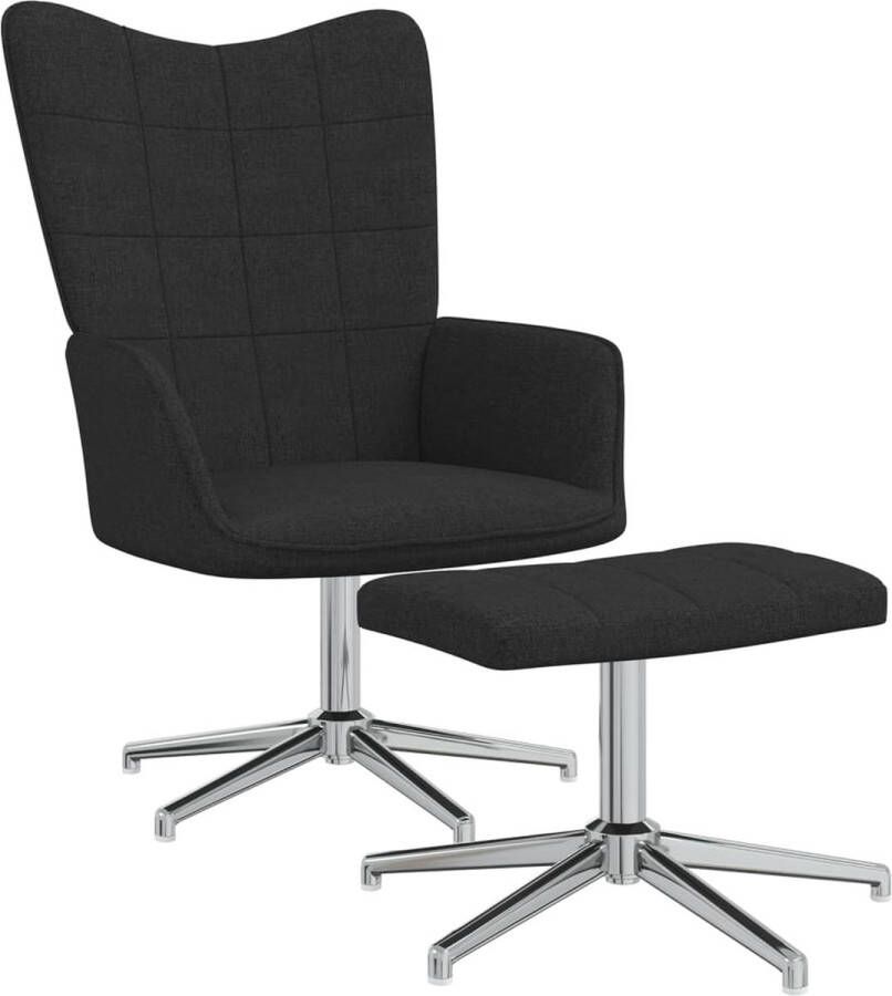 ForYou Prolenta Premium Relaxstoel met voetenbank stof zwart- Fauteuil Fauteuils met armleuning Hoes stretch Relax Design