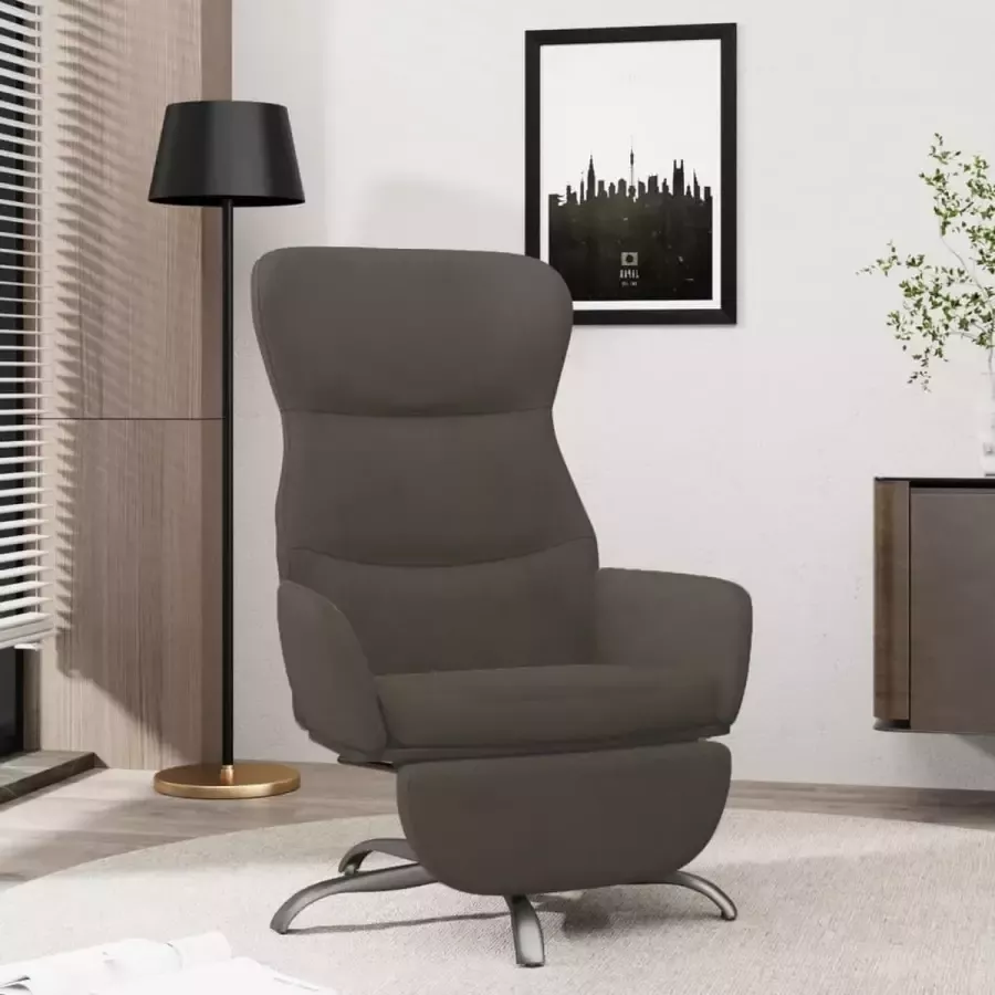 ForYou Prolenta Premium Relaxstoel met voetensteun microvezelstof donkergrijs- Fauteuil Fauteuils met armleuning Hoes stretch Relax Design