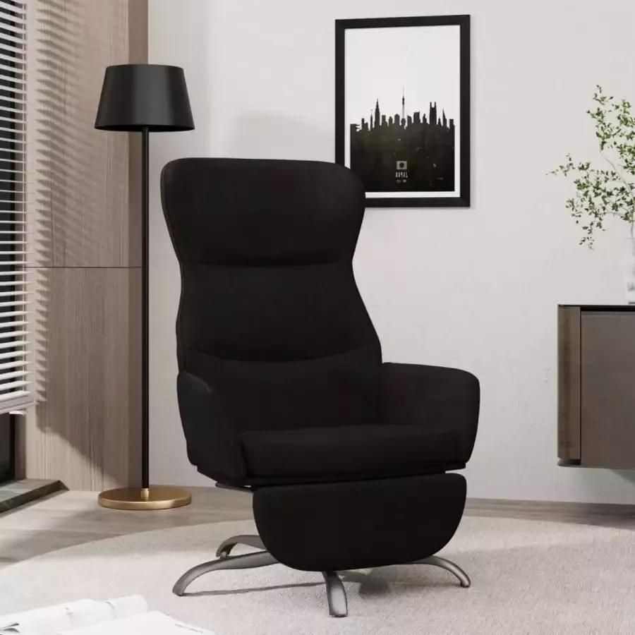 ForYou Prolenta Premium Relaxstoel met voetensteun microvezelstof zwart- Fauteuil Fauteuils met armleuning Hoes stretch Relax Design