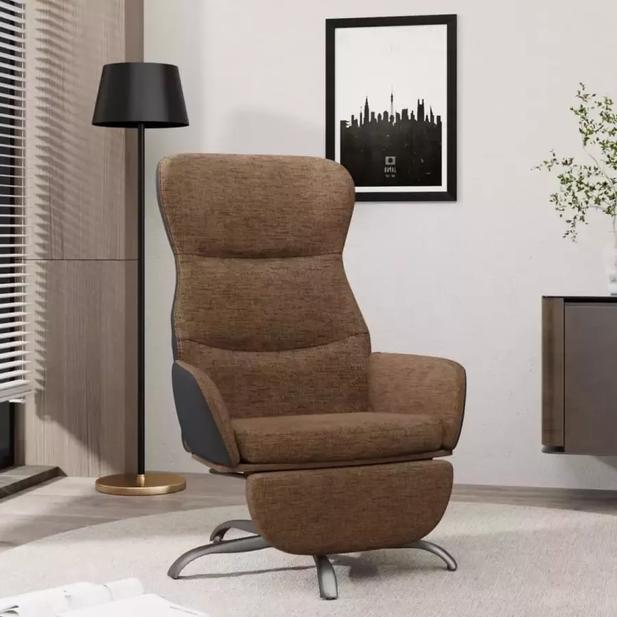 ForYou Prolenta Premium Relaxstoel met voetensteun stof bruin- Fauteuil Fauteuils met armleuning Hoes stretch Relax Design