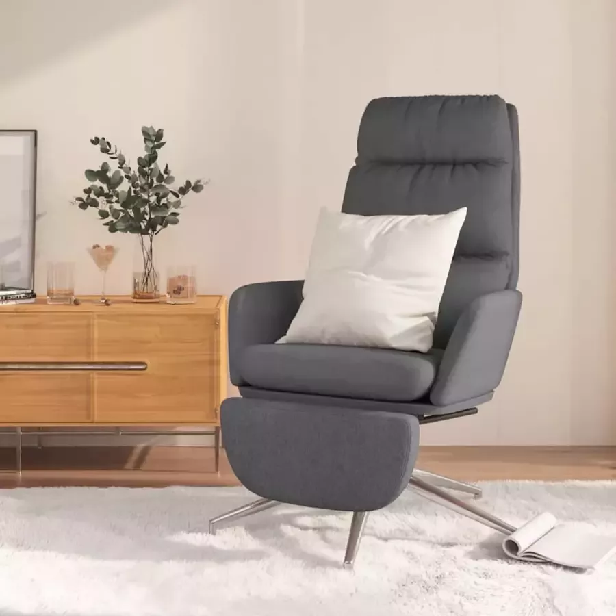 ForYou Prolenta Premium Relaxstoel met voetensteun stof donkergrijs- Fauteuil Fauteuils met armleuning Hoes stretch Relax Design