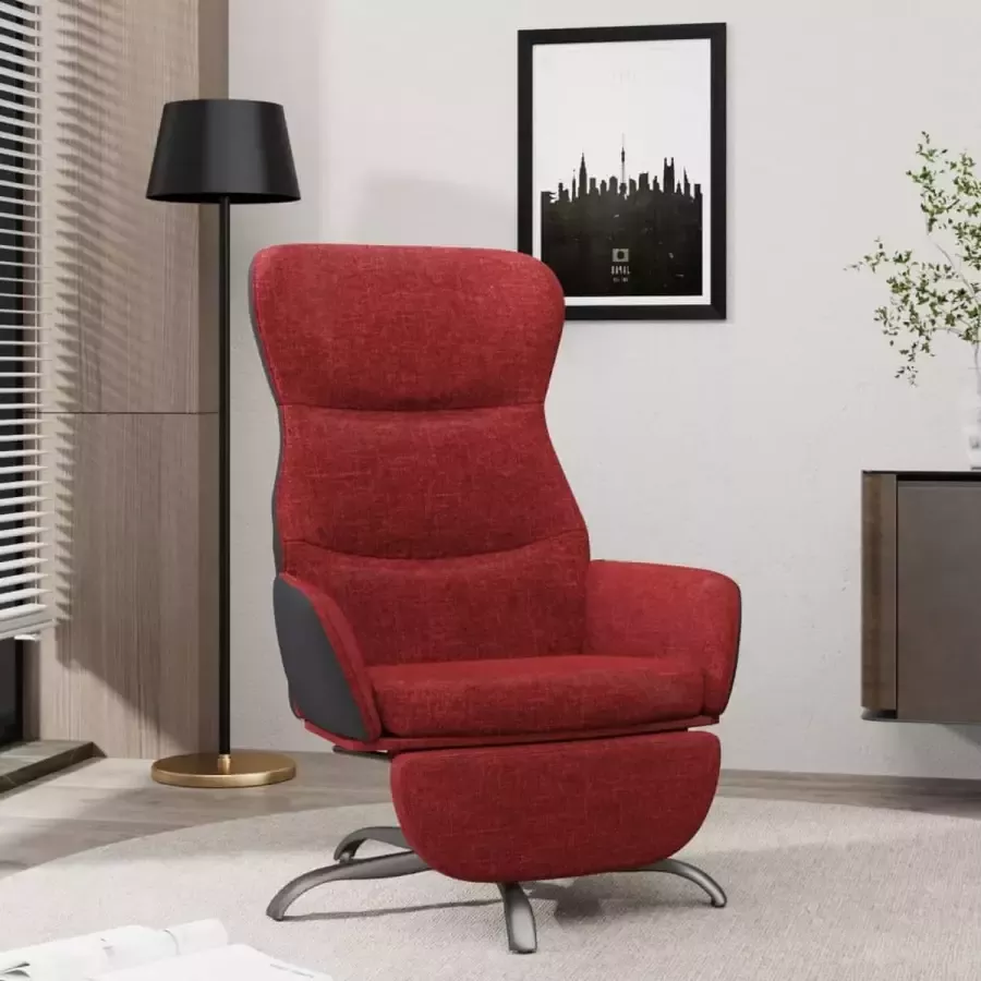 ForYou Prolenta Premium Relaxstoel met voetensteun stof wijnrood- Fauteuil Fauteuils met armleuning Hoes stretch Relax Design