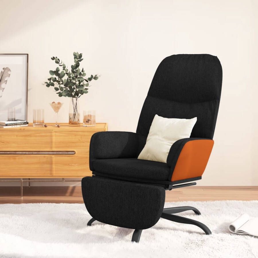 ForYou Prolenta Premium Relaxstoel met voetensteun stof zwart- Fauteuil Fauteuils met armleuning Hoes stretch Relax Design