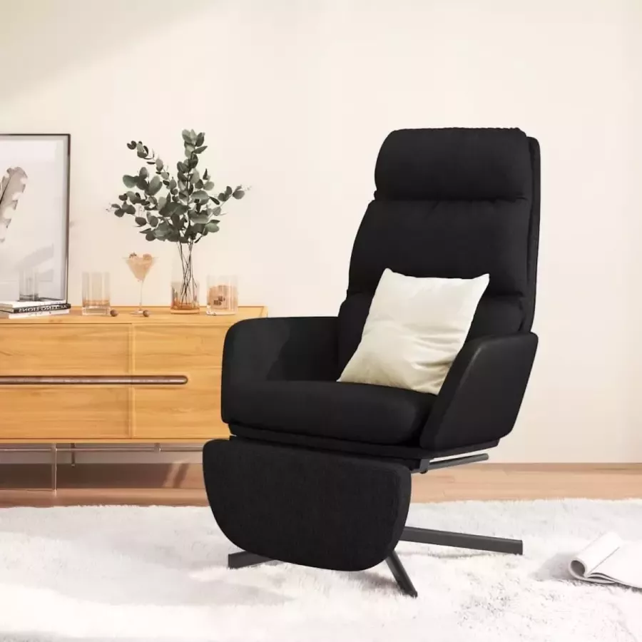 ForYou Prolenta Premium Relaxstoel met voetensteun stof zwart- Fauteuil Fauteuils met armleuning Hoes stretch Relax Design