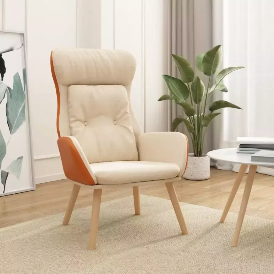 ForYou Prolenta Premium Relaxstoel stof en PVC crèmekleurig- Fauteuil Fauteuils met armleuning Hoes stretch Relax Design