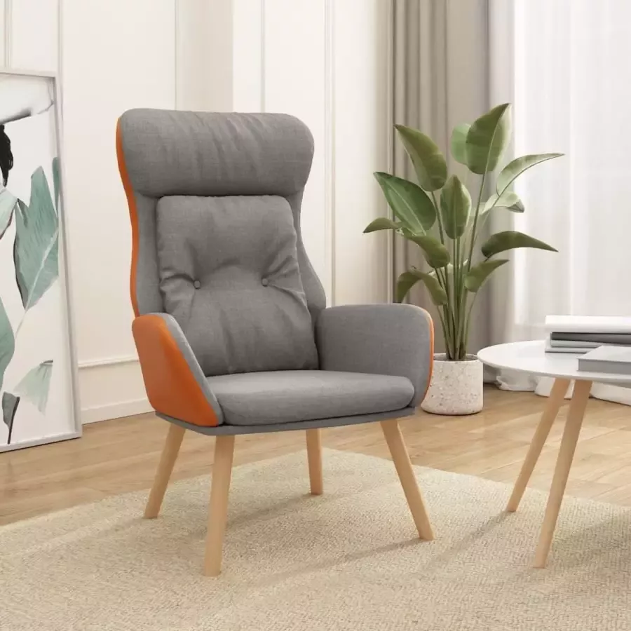 ForYou Prolenta Premium Relaxstoel stof en PVC lichtgrijs- Fauteuil Fauteuils met armleuning Hoes stretch Relax Design