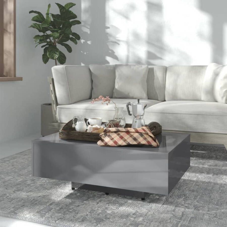 ForYou Prolenta Premium Salontafel 85x55x31 cm spaanplaat hoogglans grijs