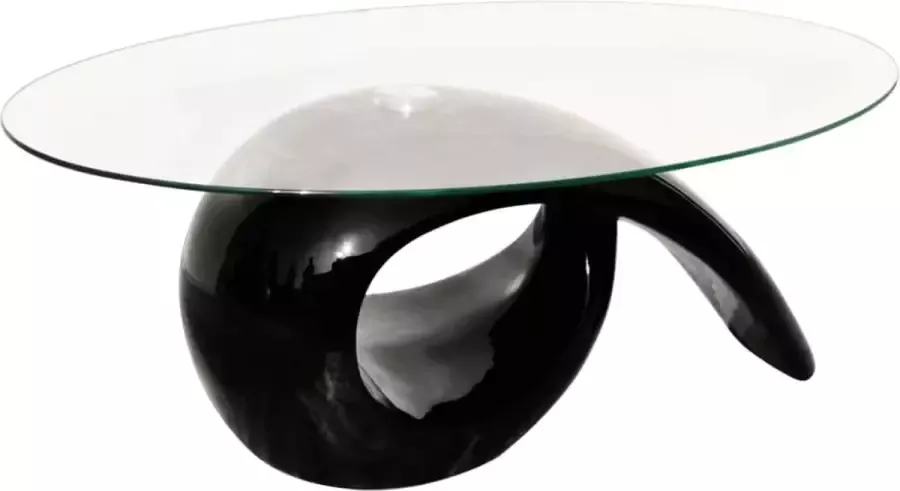 ForYou Prolenta Premium Salontafel met ovaal glazen tafelblad hoogglans zwart