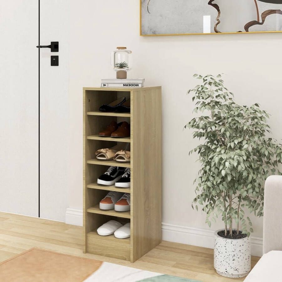 ForYou Prolenta Premium Schoenenkast 31 5x35x90 cm spaanplaat sonoma eikenkleurig