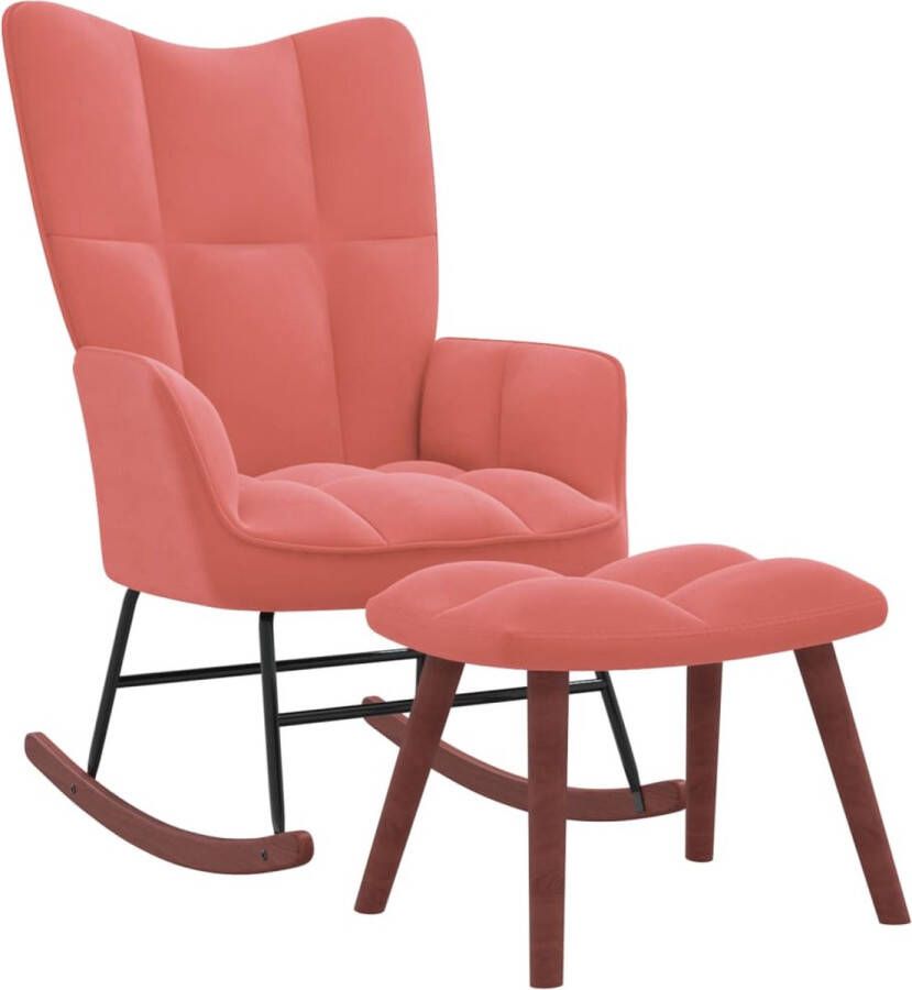 ForYou Prolenta Premium Schommelstoel met voetenbank fluweel roze