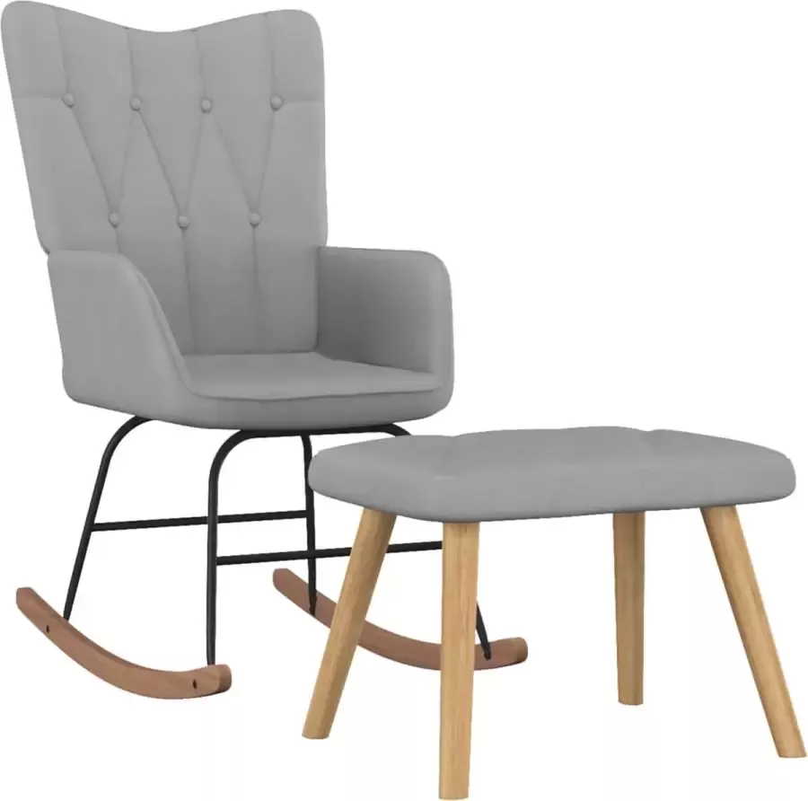 ForYou Prolenta Premium Schommelstoel met voetenbank stof lichtgrijs - Foto 2