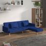 ForYou Prolenta Premium Slaapbank 2-zits met 2 kussens en voetenbank stof blauw - Thumbnail 2