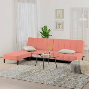 ForYou Prolenta Premium Slaapbank 2-zits met voetenbank fluweel roze
