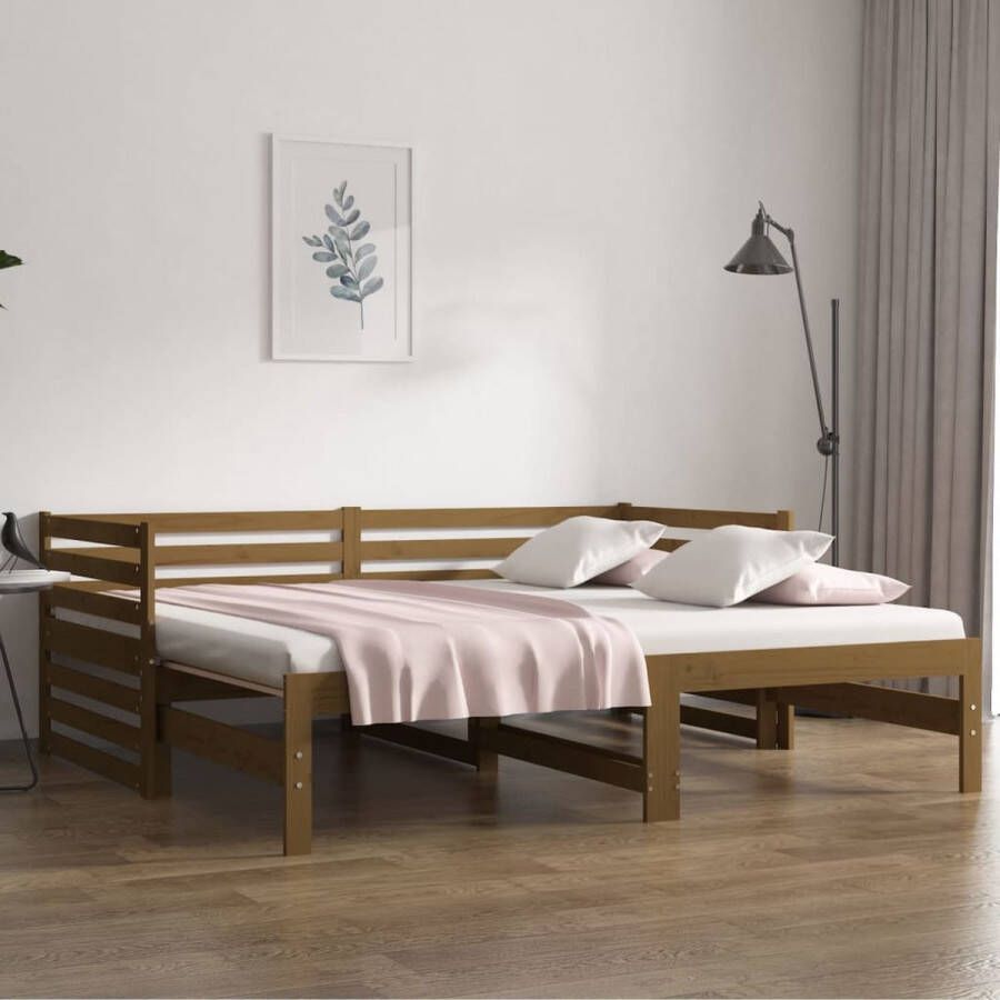 ForYou Prolenta Premium Slaapbank uitschuifbaar 2x(80x200) cm grenenhout honingbruin