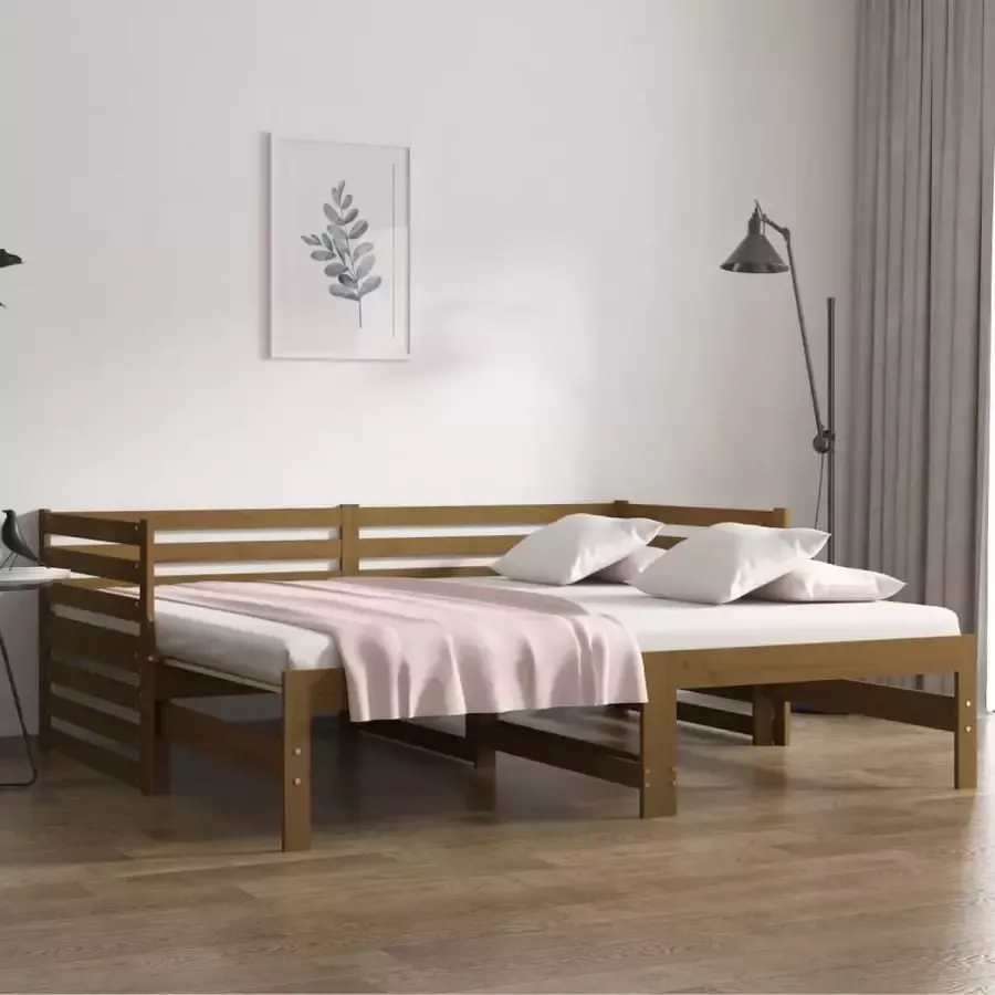ForYou Prolenta Premium Slaapbank uitschuifbaar 2x(80x200) cm grenenhout honingbruin