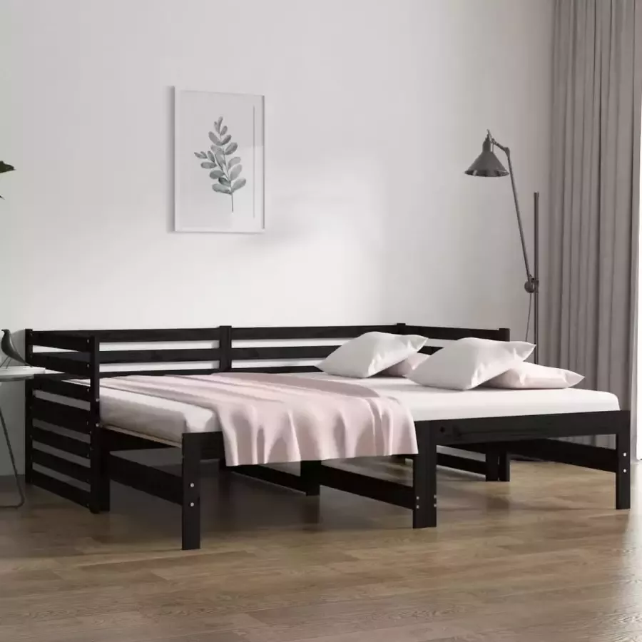 ForYou Prolenta Premium Slaapbank uitschuifbaar 2x(80x200) cm massief grenenhout zwart