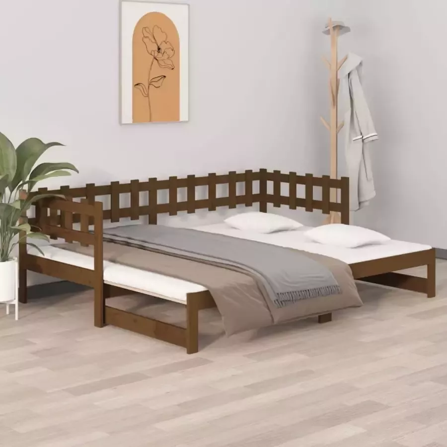 ForYou Prolenta Premium Slaapbank uitschuifbaar grenenhout honingbruin 2x(90x190) cm