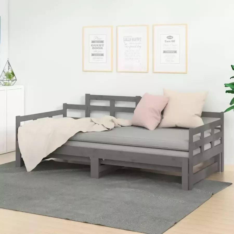 ForYou Prolenta Premium Slaapbank uitschuifbaar massief grenenhout grijs 2x(80x200) cm