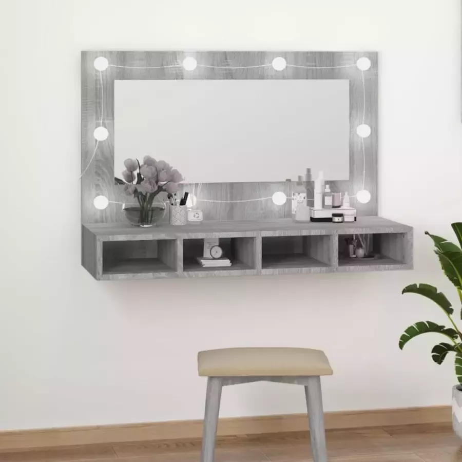 ForYou Prolenta Premium Spiegelkast met LED-verlichting 90x31 5x62 cm grijs sonoma