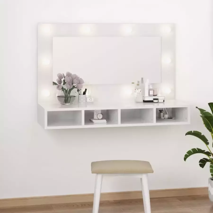 ForYou Prolenta Premium Spiegelkast met LED-verlichting 90x31 5x62 cm hoogglans wit