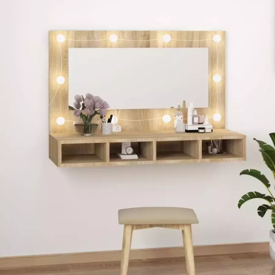 ForYou Prolenta Premium Spiegelkast met LED-verlichting 90x31 5x62 cm sonoma eikenkleur