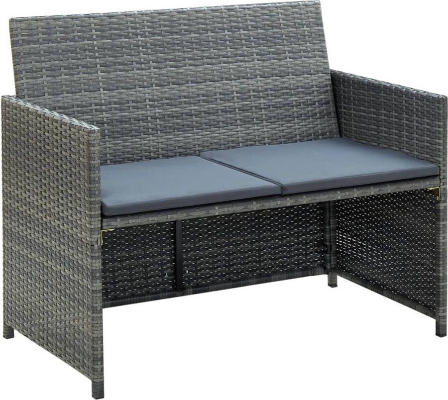 ForYou Prolenta Premium Tuinbank 2-zits met kussens poly rattan grijs