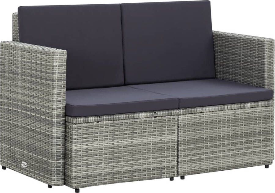 ForYou Prolenta Premium Tuinbank 2-zits met kussens poly rattan grijs