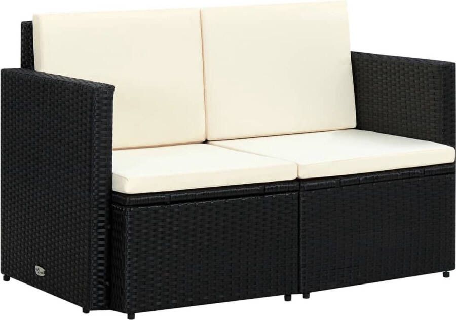 ForYou Prolenta Premium Tuinbank 2-zits met kussens poly rattan zwart