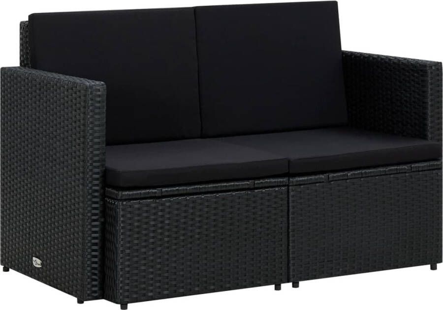 ForYou Prolenta Premium Tuinbank 2-zits met kussens poly rattan zwart