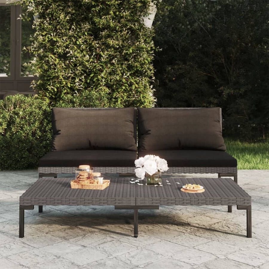 ForYou Prolenta Premium Tuinbanken 2 st met kussens halfrond poly rattan - Foto 2