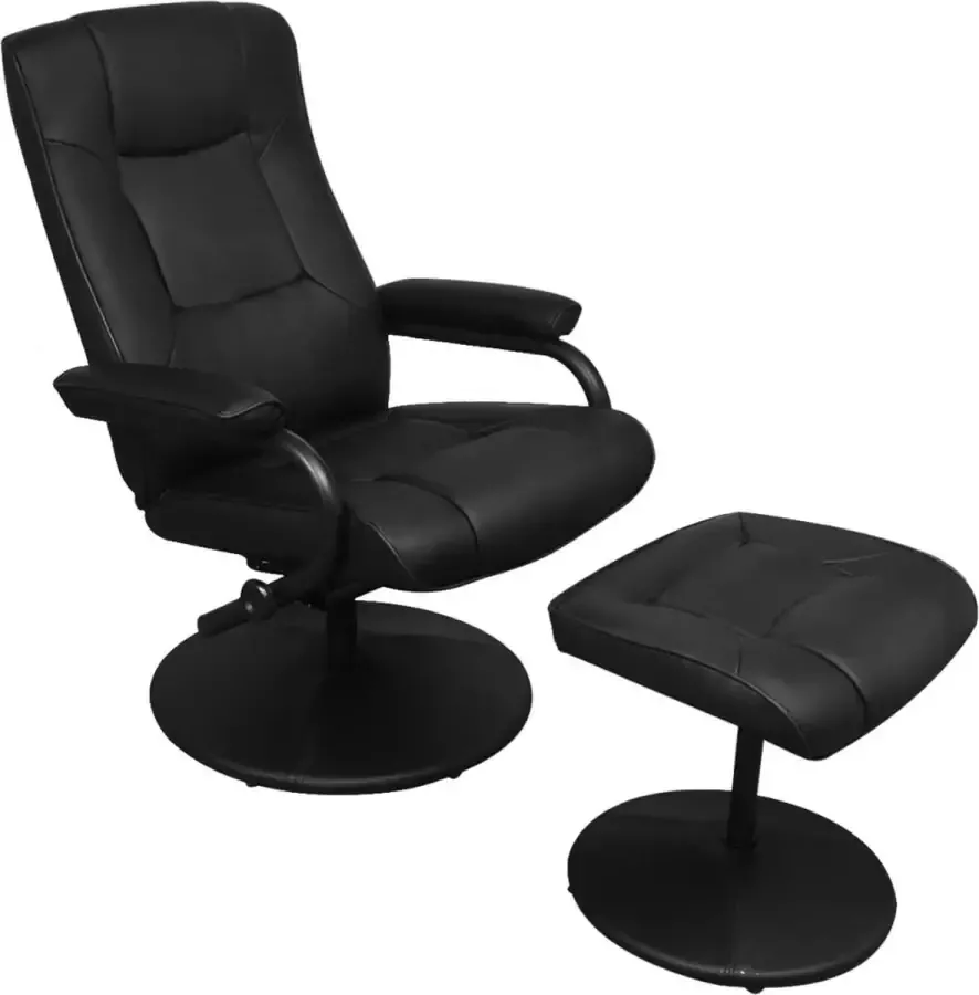 ForYou Prolenta Premium Tv-fauteuil met voetenbankje kunstleer zwart- Fauteuil Fauteuils met armleuning Hoes stretch Relax Design