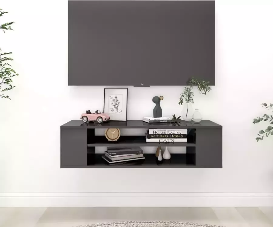 ForYou Prolenta Premium Tv-hangmeubel 100x30x26 5 cm spaanplaat hoogglans grijs