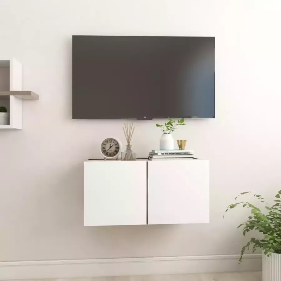 ForYou Prolenta Premium Tv-hangmeubel 60x30x30 cm wit en sonoma eikenkleurig