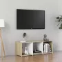 ForYou Prolenta Premium Tv-meubel 107x35x37 cm spaanplaat wit en sonoma eikenkleurig - Thumbnail 1