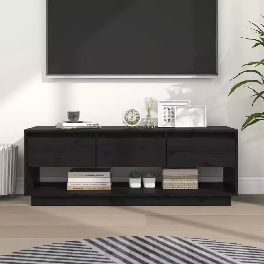 ForYou Prolenta Premium Tv-meubel 110 5x34x40 cm massief grenenhout zwart