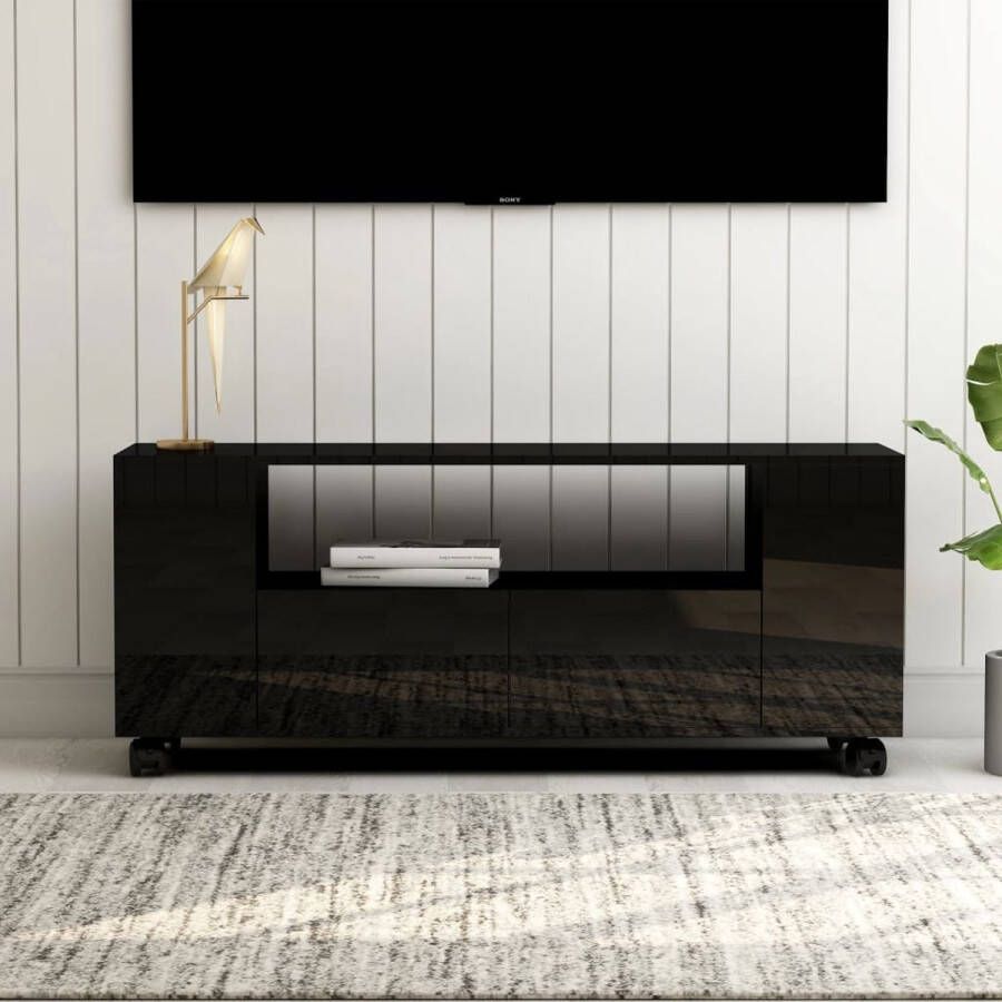 ForYou Prolenta Premium Tv-meubel 120x35x43 cm bewerkt hout hoogglans zwart
