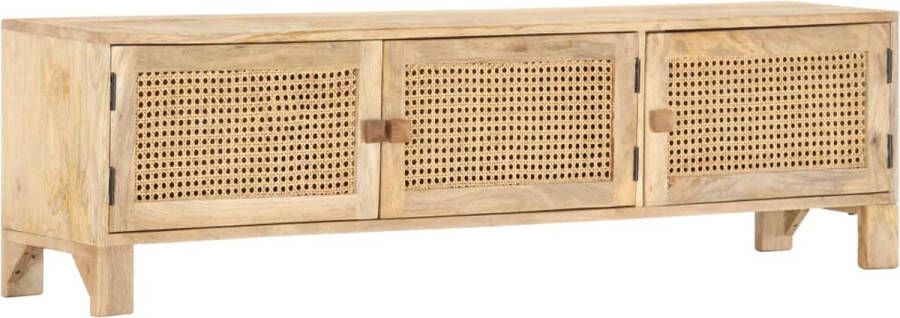 ForYou Prolenta Premium Tv-meubel 140x30x40 cm massief mangohout en natuurlijk riet