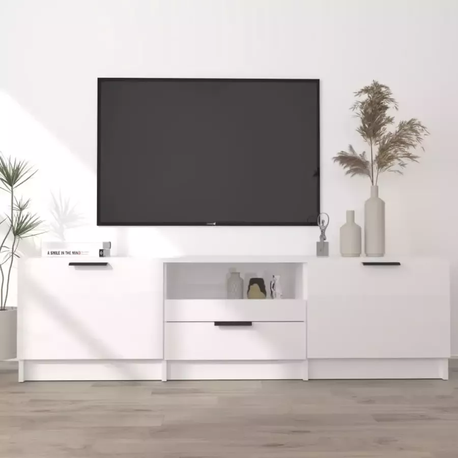 ForYou Prolenta Premium Tv-meubel 140x35x40 cm bewerkt hout hoogglans wit