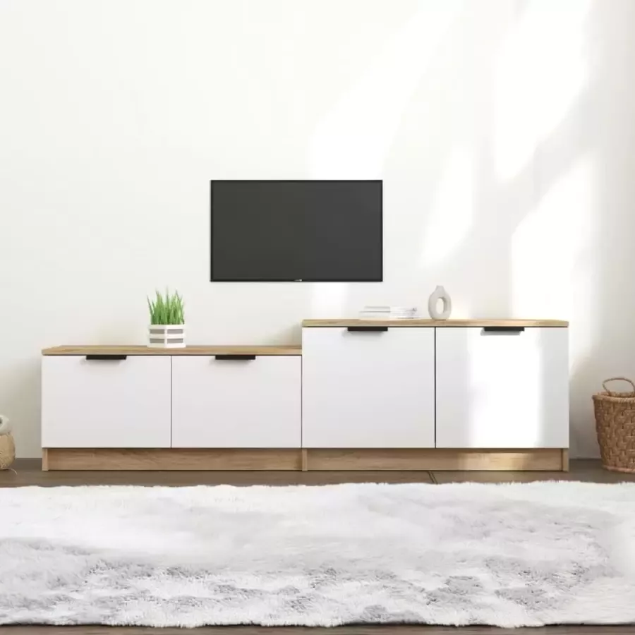 ForYou Prolenta Premium Tv-meubel 158 5x36x45 cm bewerkt hout wit en sonoma eikenkleur