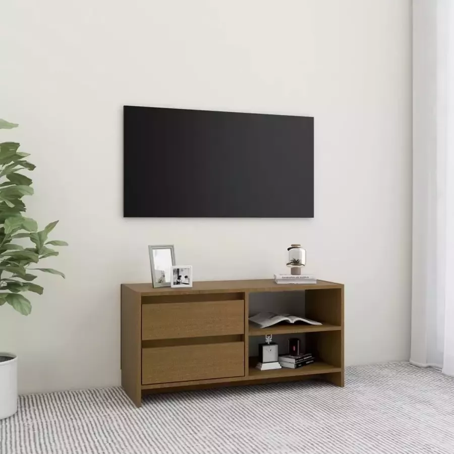 ForYou Prolenta Premium Tv-meubel 80x31x39 cm massief grenenhout honingbruin
