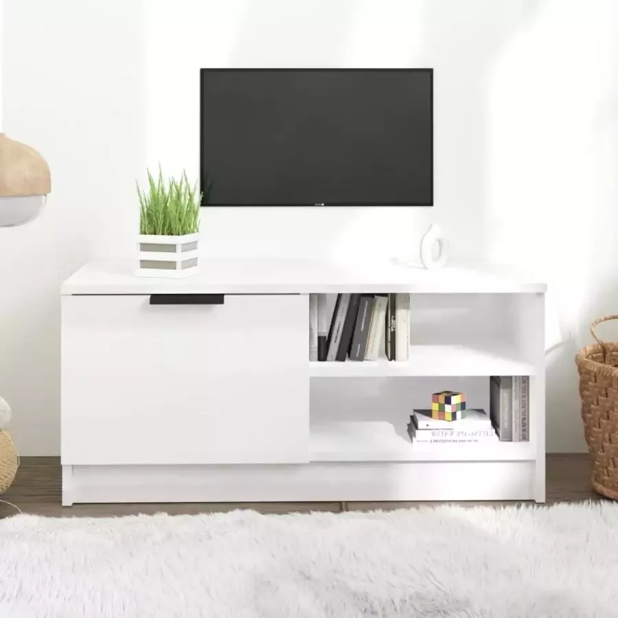 ForYou Prolenta Premium Tv-meubel 80x35x36 5 cm bewerkt hout hoogglans wit
