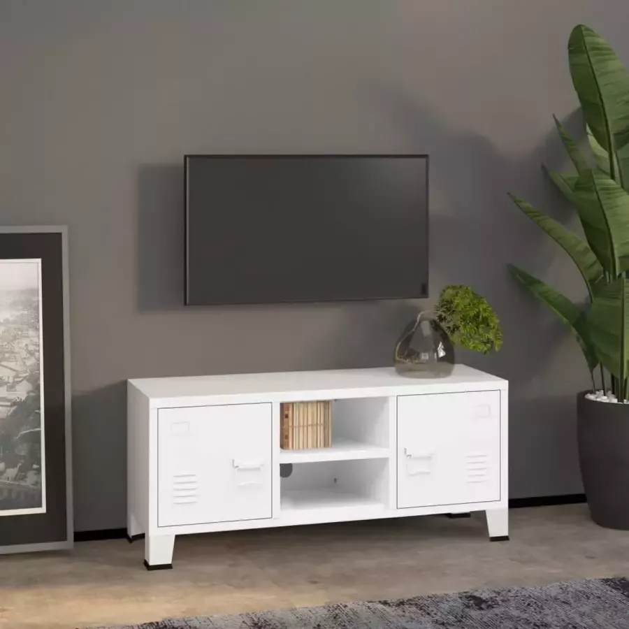 ForYou Prolenta Premium Tv-meubel industrieel 105x35x42 cm metaal wit