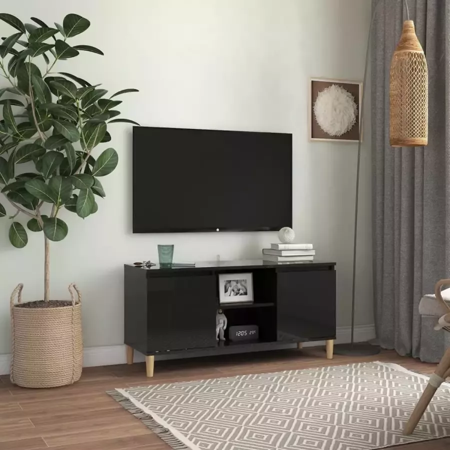 ForYou Prolenta Premium Tv-meubel met houten poten 103 5x35x50 cm hoogglans zwart