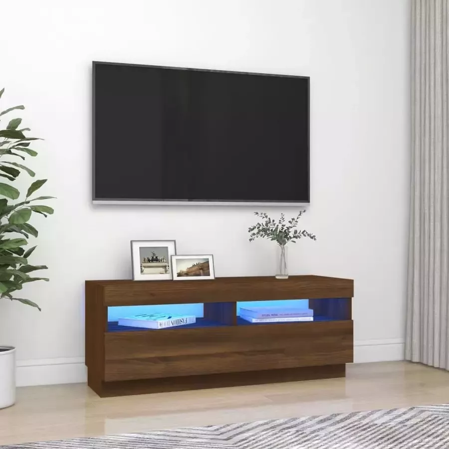 ForYou Prolenta Premium Tv-meubel met LED-verlichting 100x35x40 cm bruineikenkleurig