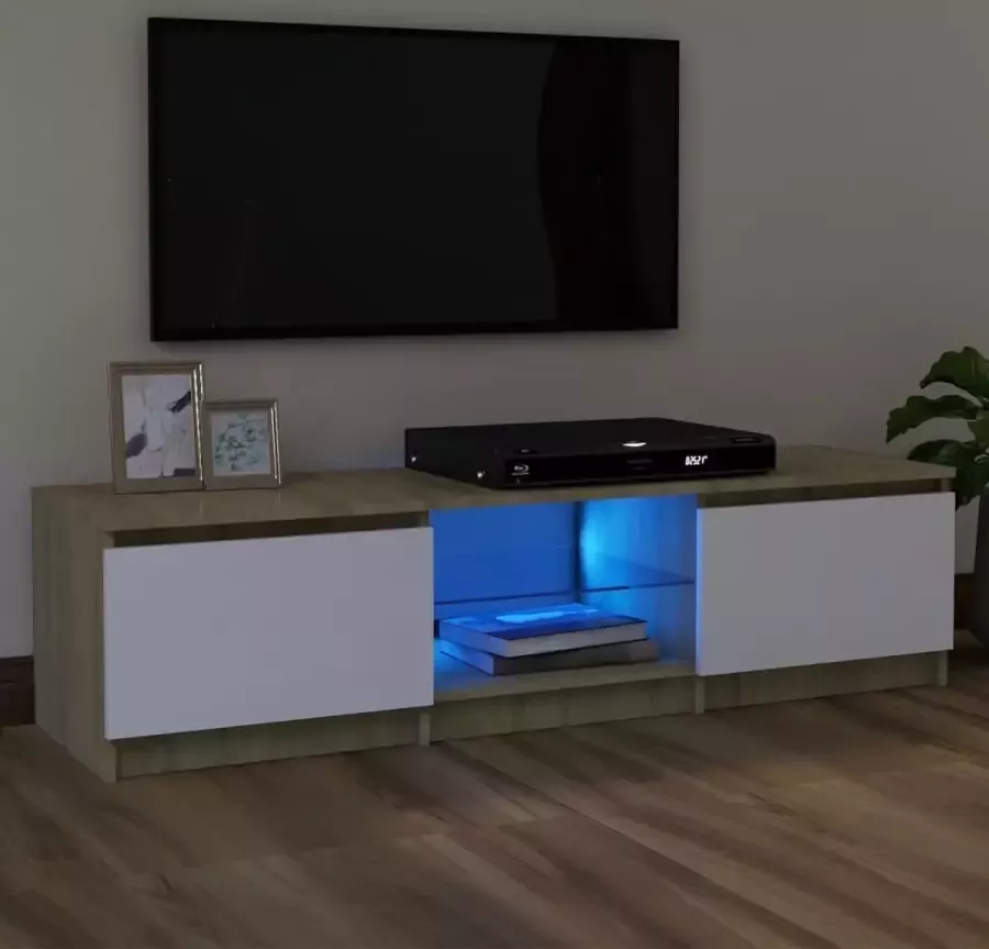 ForYou Prolenta Premium Tv-meubel met LED-verlichting 120x30x35 5 cm wit sonoma eiken