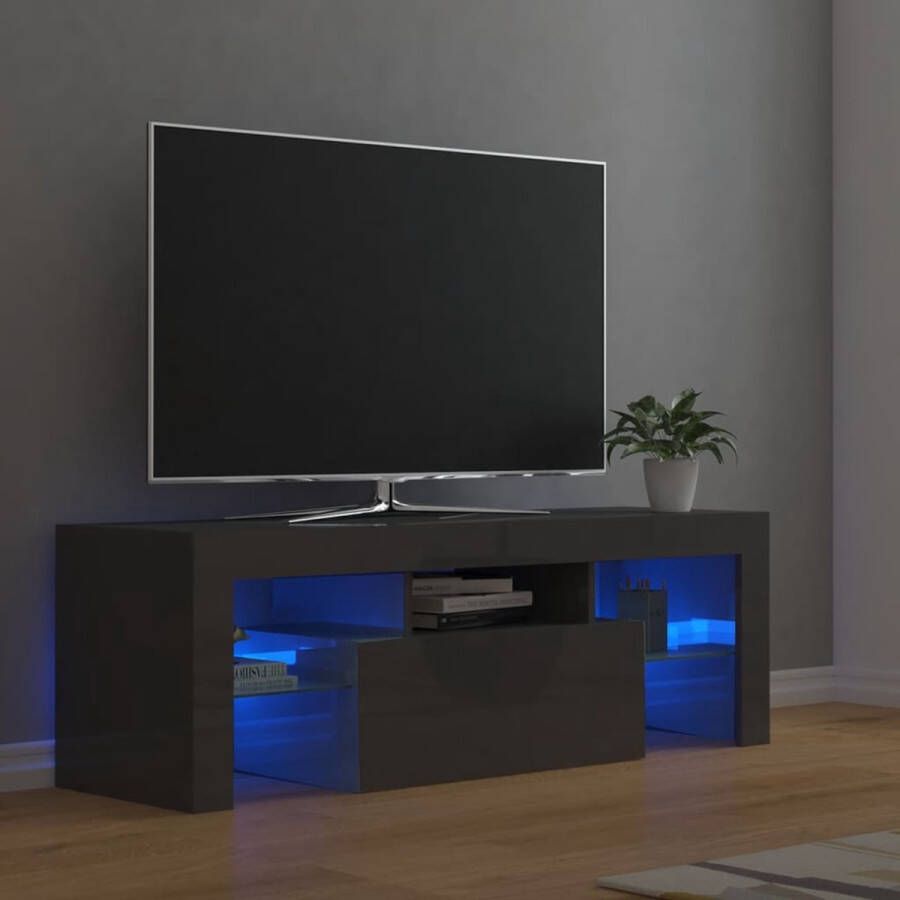 ForYou Prolenta Premium Tv-meubel met LED-verlichting 120x35x40 cm hoogglans grijs - Foto 1
