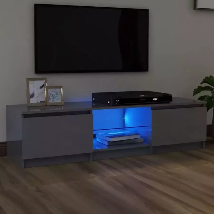 ForYou Prolenta Premium Tv-meubel met LED-verlichting 140x40x35 5 cm hoogglans grijs