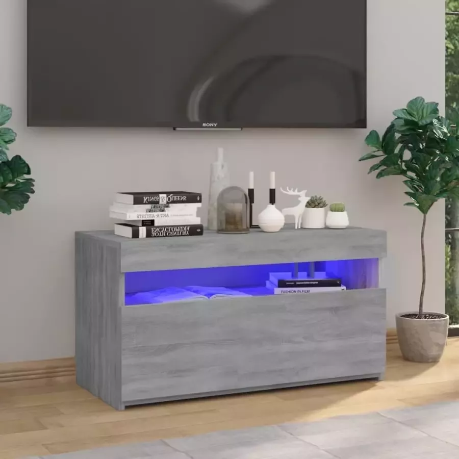 ForYou Prolenta Premium Tv-meubel met LED-verlichting 75x35x40 cm grijs sonoma eiken